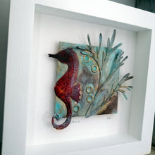 Load image into Gallery viewer, copper seahorse with seaweed metalwork picture handmade by Sharon McSwiney