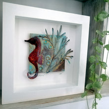 Load image into Gallery viewer, copper seahorse with seaweed metalwork picture handmade by Sharon McSwiney