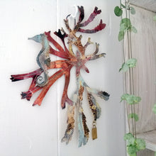 Load image into Gallery viewer, Seaweed & seahorse wall art in copper & brass handmade by Sharon McSwiney