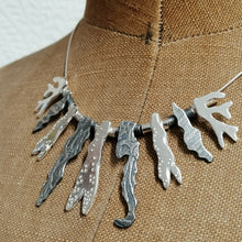 Load image into Gallery viewer, Multi seaweed sterling silver collar necklace handmade by Sharon McSwiney