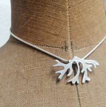 Load image into Gallery viewer, Handmade sterling silver seaweed frond pendant necklace by Sharon McSwiney in a gift box