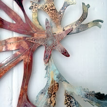 Load image into Gallery viewer, Seaweed & starfish wall art in copper & brass handmade by Sharon McSwiney