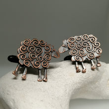 Load image into Gallery viewer, Sheep cuff links in a copper finish handmade by Sharon McSwiney