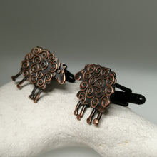 Load image into Gallery viewer, Sheep cuff links in a copper finish handmade by Sharon McSwiney