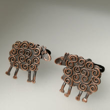 Load image into Gallery viewer, Sheep cuff links in a copper finish handmade by Sharon McSwiney
