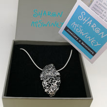 Load image into Gallery viewer, Oxidised silver beach find fragment pendant necklace by Sharon McSwiney St Ives in gift box