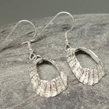 Load image into Gallery viewer, Godrevy limpet shell silver drop earrings handmade by Sharon McSwiney