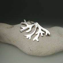 Load image into Gallery viewer, Handmade sterling silver seaweed frond pendant necklace by Sharon McSwiney in a gift box