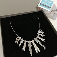 Load image into Gallery viewer, Multi seaweed sterling silver collar necklace handmade by Sharon McSwiney in gift box
