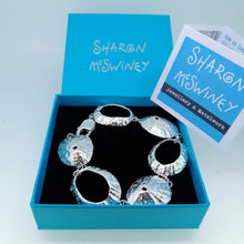 Load image into Gallery viewer, cornish coast silver bracelet handmade by Sharon McSwiney in a gift box
