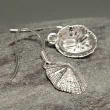 Load image into Gallery viewer, Small Marazion silver limpet shell drop earrings handmade by Sharon McSwiney