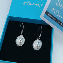 Load image into Gallery viewer, Small Marazion silver limpet shell drop earrings handmade by Sharon McSwiney in a gift box