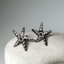 Load image into Gallery viewer, Oxidised starfish stud earrings