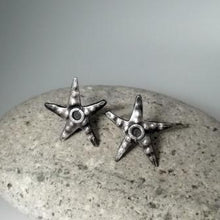 Load image into Gallery viewer, Oxidised starfish stud earrings