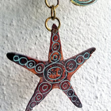 Load image into Gallery viewer, starfish in etched brass with verdigris effect handmade by Sharon McSwiney