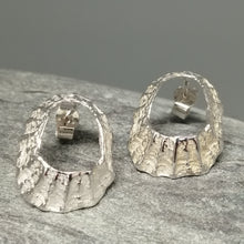Load image into Gallery viewer, Godrevy limpet silver shell stud earrings handmade by Sharon McSwiney