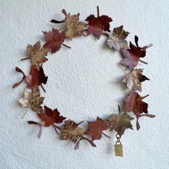 Sycamore leaf metalwork small wreath