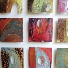 Load image into Gallery viewer, Textured metalwork squares individually handmade by Sharon McSwiney