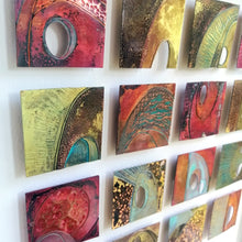 Load image into Gallery viewer, Textured metalwork squares individually handmade by Sharon McSwiney