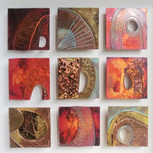Load image into Gallery viewer, 9 Textured metalwork squares individually handmade by Sharon McSwiney