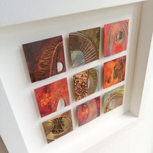 Load image into Gallery viewer, 9 Textured metalwork squares individually handmade by Sharon McSwiney