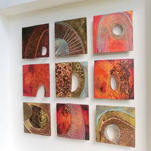 Load image into Gallery viewer, 9 Textured metalwork squares individually handmade by Sharon McSwiney