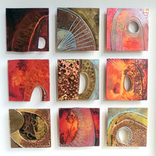 Load image into Gallery viewer, 9 Textured metalwork squares individually handmade by Sharon McSwiney