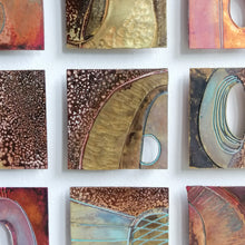 Load image into Gallery viewer, Textured metalwork squares individually handmade by Sharon McSwiney