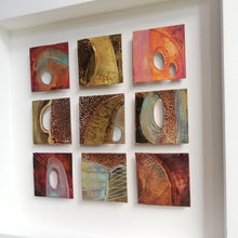 Load image into Gallery viewer, 9 Textured metalwork squares individually handmade by Sharon McSwiney