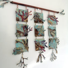 Load image into Gallery viewer, Triple seaweed panel in copper & brass handmade by Sharon McSwiney