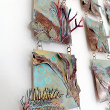 Load image into Gallery viewer, Triple seaweed panel in copper & brass handmade by Sharon McSwiney