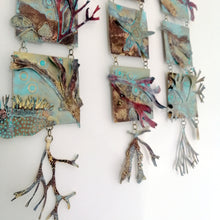 Load image into Gallery viewer, Triple seaweed panel in copper & brass handmade by Sharon McSwiney