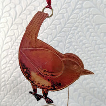 Load image into Gallery viewer, Jenny wren bird decoration in copper handmade by Sharon McSwiney