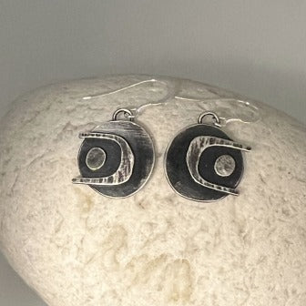 Arc drop earrings oxidised silver