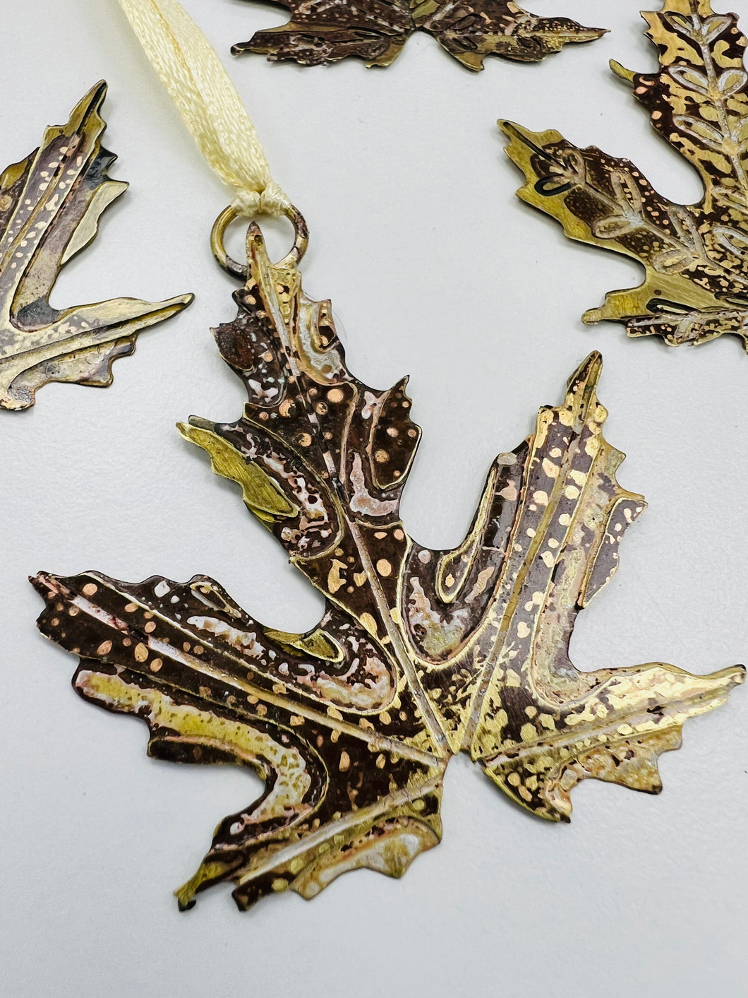 Small Brass acer leaf decoration