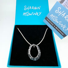 Load image into Gallery viewer, Large Marazion limpet oxidised silver necklace pendant
