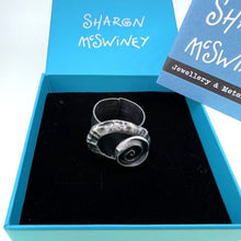 Load image into Gallery viewer, Large Marazion &amp; spiral shell oxidised adjustable limpet ring
