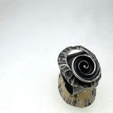 Load image into Gallery viewer, Large Marazion &amp; spiral shell oxidised adjustable limpet ring
