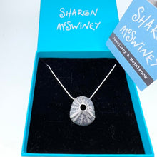 Load image into Gallery viewer, Mevagissey no 2 limpet necklace oxidised silver pendant
