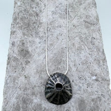 Load image into Gallery viewer, Mevagissey no 2 limpet necklace oxidised silver pendant
