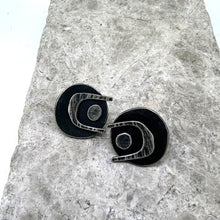Load image into Gallery viewer, Arc drop stud earrings oxidised silver
