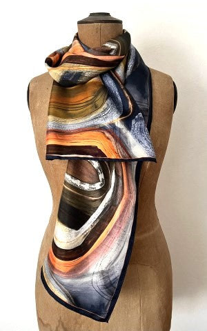 ‘Autumn sunset’ long silk scarf