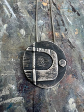 Load image into Gallery viewer, Crest pendant necklace oxidised silver
