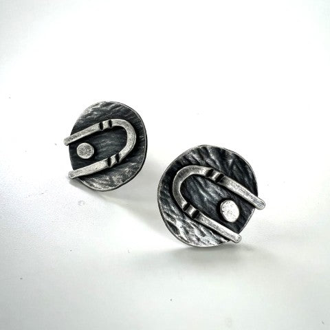 Curves stud earrings oxidised silver