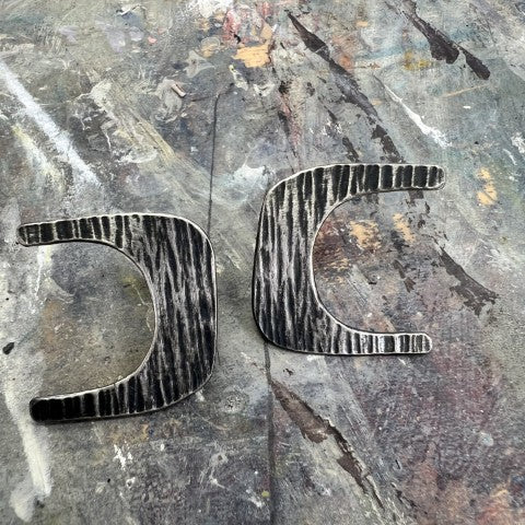 Cut out oxidised sterling silver stud earrings