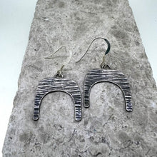 Load image into Gallery viewer, Cut out oxidised sterling silver drop earrings

