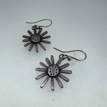 Load image into Gallery viewer, Large daisy oxidised silver earrings
