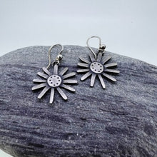 Load image into Gallery viewer, Large daisy oxidised silver earrings
