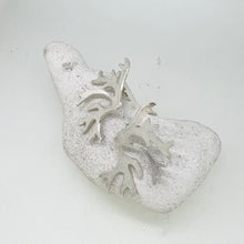 Load image into Gallery viewer, Large bold seaweed frond sterling silver stud earrings
