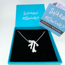 Load image into Gallery viewer, Medium seaweed frond silver pendant necklace
